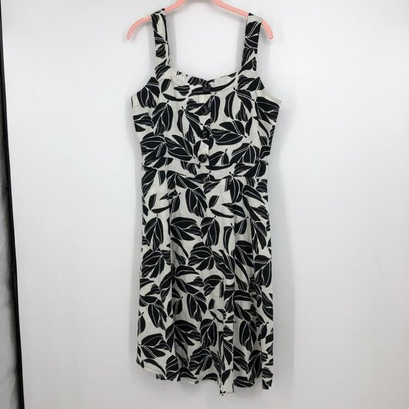 Rinascimento  black and white floral print sleeveless button front mini dress LG - Picture 11 of 11
